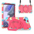 For Samsung Galaxy Tab A9 Handle Robot Silicone Hybrid PC Tablet Case(Camouflage Rose Red) - 1