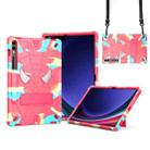 For Samsung Galaxy Tab S9 FE+ / S9+ Fold-Holder Spider Silicone Hybrid PC Tablet Case(Camouflage Rose Red) - 1