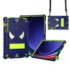 For Samsung Galaxy Tab S9 FE+ / S9+ Fold-Holder Spider Silicone Hybrid PC Tablet Case(Navy Yellow Green) - 1