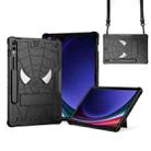 For Samsung Galaxy Tab S9 FE+ / S9+ Fold-Holder Spider Silicone Hybrid PC Tablet Case(Black) - 1