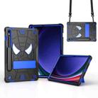 For Samsung Galaxy Tab S9 FE / S9 Fold-Holder Spider Silicone Hybrid PC Tablet Case(Back Blue) - 1