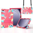 For Samsung Galaxy Tab A9+ Fold-Holder Spider Silicone Hybrid PC Tablet Case(Camouflage Rose Red) - 1