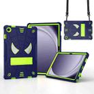 For Samsung Galaxy Tab A9+ Fold-Holder Spider Silicone Hybrid PC Tablet Case(Navy Yellow Green) - 1