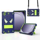 For Samsung Galaxy Tab A9 Fold-Holder Spider Silicone Hybrid PC Tablet Case(Navy Yellow Green) - 1