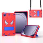 For Samsung Galaxy Tab A9 Fold-Holder Spider Silicone Hybrid PC Tablet Case(Red Blue) - 1