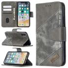 For iPhone X / XS Matching Color Crocodile Texture Horizontal Flip PU Leather Case with Wallet & Holder & Card Slots(Grey) - 1