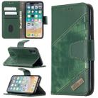 For iPhone X / XS Matching Color Crocodile Texture Horizontal Flip PU Leather Case with Wallet & Holder & Card Slots(Green) - 1