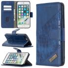 For iPhone 8 Plus Matching Color Crocodile Texture Horizontal Flip PU Leather Case with Wallet & Holder & Card Slots(Blue) - 1