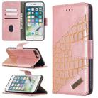 For iPhone 8 Plus Matching Color Crocodile Texture Horizontal Flip PU Leather Case with Wallet & Holder & Card Slots(Rose Gold) - 1