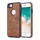 For iPhone SE 2022 / 2020 / 8 / 7 Splicing Sewing Hollow Cutout PU Phone Case(Brown) - 1