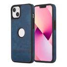 For iPhone 13 Splicing Sewing Hollow Cutout PU Phone Case(Blue) - 1