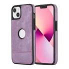 For iPhone 13 Splicing Sewing Hollow Cutout PU Phone Case(Purple) - 1