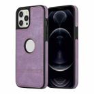 For iPhone 12 Pro Max Splicing Sewing Hollow Cutout PU Phone Case(Purple) - 1