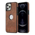 For iPhone 12 Pro Max Splicing Sewing Hollow Cutout PU Phone Case(Brown) - 1