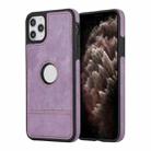 For iPhone 11 Pro Max Splicing Sewing Hollow Cutout PU Phone Case(Purple) - 1