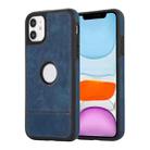 For iPhone 11 Splicing Sewing Hollow Cutout PU Phone Case(Blue) - 1