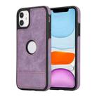For iPhone 11 Splicing Sewing Hollow Cutout PU Phone Case(Purple) - 1