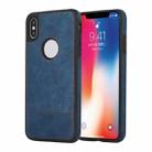 For iPhone X / XS Splicing Sewing Hollow Cutout PU Phone Case(Blue) - 1