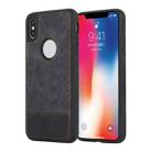 For iPhone X / XS Splicing Sewing Hollow Cutout PU Phone Case(Black) - 1