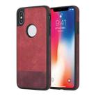 For iPhone X / XS Splicing Sewing Hollow Cutout PU Phone Case(Red) - 1