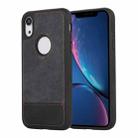 For iPhone XR Splicing Sewing Hollow Cutout PU Phone Case(Black) - 1