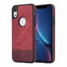 For iPhone XR Splicing Sewing Hollow Cutout PU Phone Case(Red) - 1