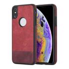 For iPhone XS Max Splicing Sewing Hollow Cutout PU Phone Case(Red) - 1