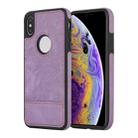 For iPhone XS Max Splicing Sewing Hollow Cutout PU Phone Case(Purple) - 1