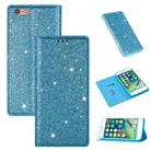 For iPhone 6 Plus Ultrathin Glitter Magnetic Horizontal Flip Leather Case with Holder & Card Slots(Sky Blue) - 1