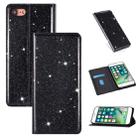 For iPhone 8 / 7 Ultrathin Glitter Magnetic Horizontal Flip Leather Case with Holder & Card Slots(Black) - 1