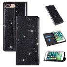 For iPhone 8 Plus / 7 Plus Ultrathin Glitter Magnetic Horizontal Flip Leather Case with Holder & Card Slots(Black) - 1