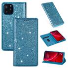 For iPhone 11 Pro Ultrathin Glitter Magnetic Horizontal Flip Leather Case with Holder & Card Slots(Sky Blue) - 1