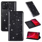 For iPhone 11 Pro Max Ultrathin Glitter Magnetic Horizontal Flip Leather Case with Holder & Card Slots(Black) - 1