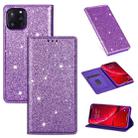 For iPhone 11 Pro Max Ultrathin Glitter Magnetic Horizontal Flip Leather Case with Holder & Card Slots(Purple) - 1
