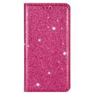 For iPhone X / XS Ultrathin Glitter Magnetic Horizontal Flip Leather Case with Holder & Card Slots(Rose Red) - 2