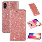 For iPhone X / XS Ultrathin Glitter Magnetic Horizontal Flip Leather Case with Holder & Card Slots(Rose Gold) - 1