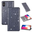 For iPhone X / XS Ultrathin Glitter Magnetic Horizontal Flip Leather Case with Holder & Card Slots(Gray) - 1