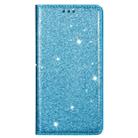 For iPhone XS Max Ultrathin Glitter Magnetic Horizontal Flip Leather Case with Holder & Card Slots(Sky Blue) - 2