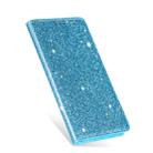 For iPhone XS Max Ultrathin Glitter Magnetic Horizontal Flip Leather Case with Holder & Card Slots(Sky Blue) - 3