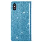 For iPhone XS Max Ultrathin Glitter Magnetic Horizontal Flip Leather Case with Holder & Card Slots(Sky Blue) - 4
