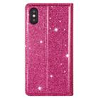 For iPhone XS Max Ultrathin Glitter Magnetic Horizontal Flip Leather Case with Holder & Card Slots(Rose Red) - 4