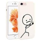 For iPhone 6s / 6 Stickman Pattern Liquid Silicone Phone Case(White) - 1