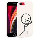 For iPhone SE 2022 / SE 2020 Stickman Pattern Liquid Silicone Phone Case(White) - 1