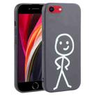 For iPhone SE 2022 / SE 2020 Stickman Pattern Liquid Silicone Phone Case(Black) - 1
