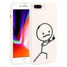 For iPhone 8 Plus / 7 Plus Stickman Pattern Liquid Silicone Phone Case(White) - 1