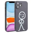 For iPhone 11 Stickman Pattern Liquid Silicone Phone Case(Black) - 1