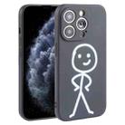 For iPhone 11 Pro Stickman Pattern Liquid Silicone Phone Case(Black) - 1