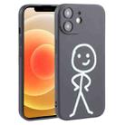 For iPhone 12 Stickman Pattern Liquid Silicone Phone Case(Black) - 1