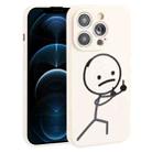 For iPhone 12 Pro Max Stickman Pattern Liquid Silicone Phone Case(White) - 1