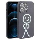 For iPhone 12 Pro Max Stickman Pattern Liquid Silicone Phone Case(Black) - 1
